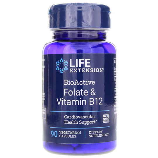 Life Extension BioActive Folate & Vitamin B12 90 Veg Capsules