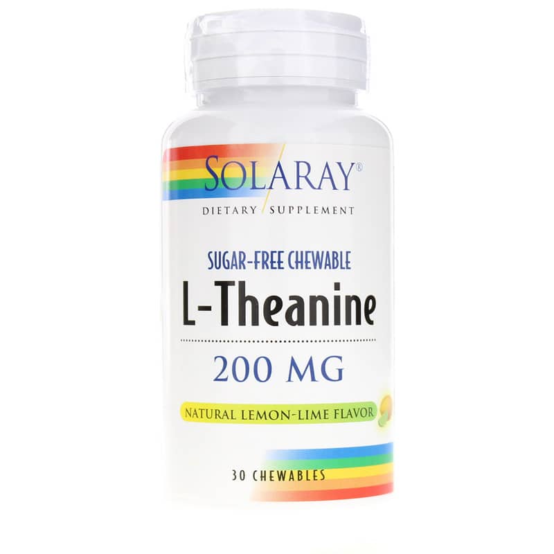 Solaray L-Theanine 200 Mg Sugar-Free Chewable with Natural Lemon-Lime Flavor 30 Chewables