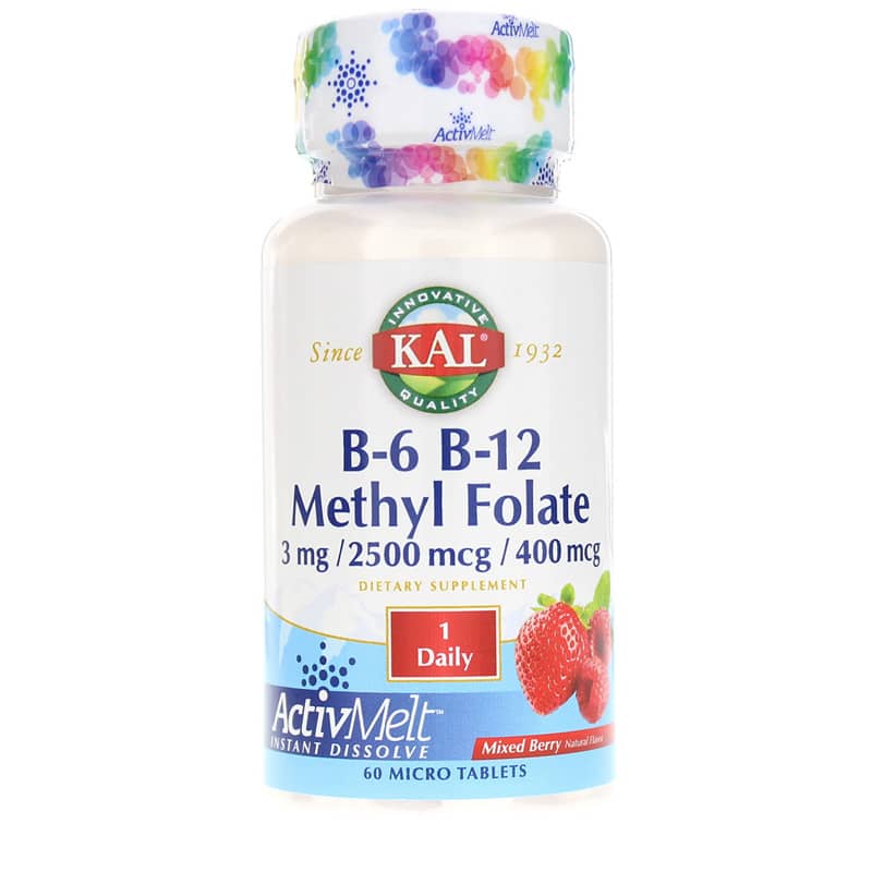 Kal B-6 B-12 Methyl Folate ActivMelt Mixed Berry 60 Tablets