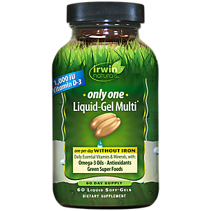 Only One Liquid-Gel Multivitamin with 1,000 IU Vitamin D3 - Iron Free (60 Liquid Softgels)