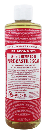 Dr. Bronners - 18-in-1 Hemp Pure Castile Liquid Soap Rose - 16 fl. oz.