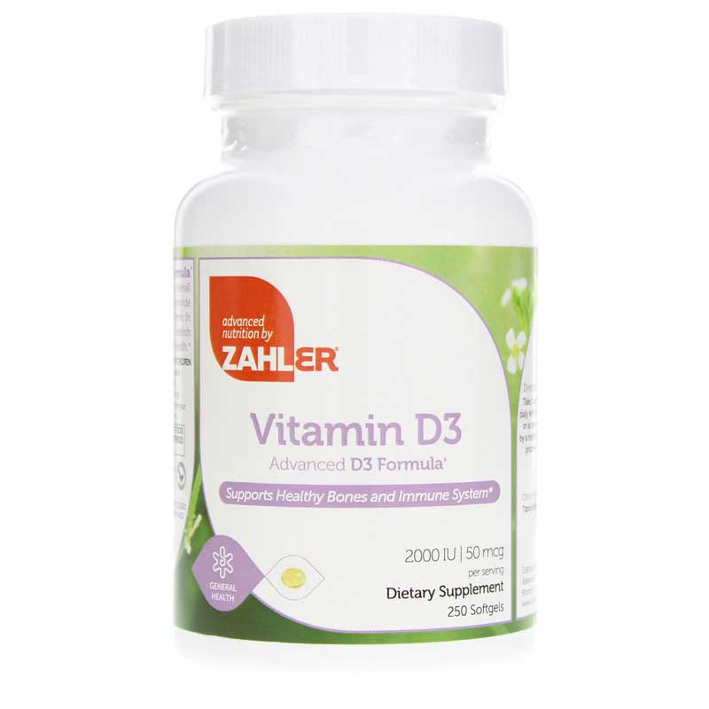 Zahler Vitamin D3 2000 IU (50mcg) 250 Softgels