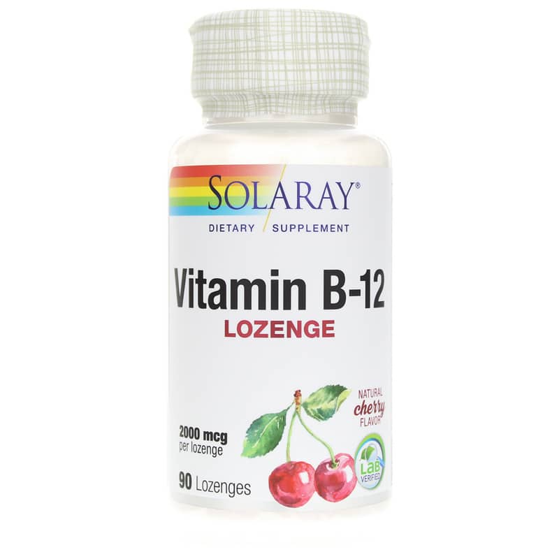 Solaray Vitamin B-12 2000 Mcg in Natural Cherry Flavor 90 Sublinguals