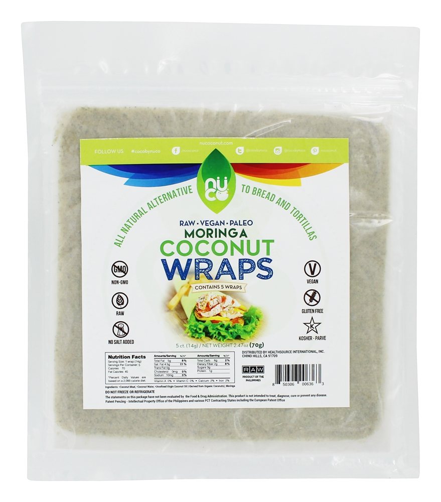 NUCO - Coconut Wraps Moringa - 5 Count
