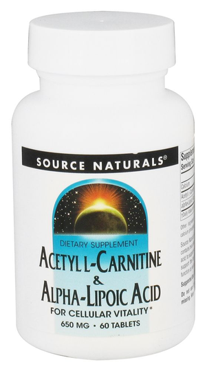 Source Naturals - Acetyl L-Carnitine & Alpha-Lipoic Acid For Cellular Vitality 650 mg. - 60 Tablets