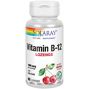 Vitamin B-12 with Folic Acid - Promote Healthy Nerve Function - 1,000 MCG - Cherry (90 Lozenges)
