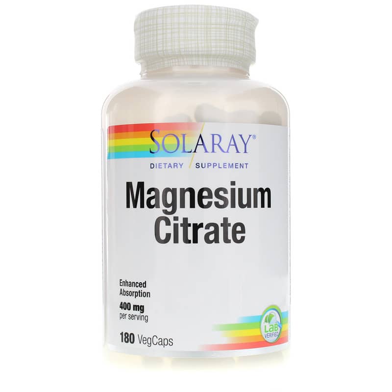 Solaray Magnesium Citrate 400 Mg 180 Veg Capsules