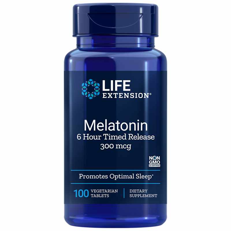Life Extension Melatonin 6 Hour Timed Release 300 Mcg 100 Veg Tablets
