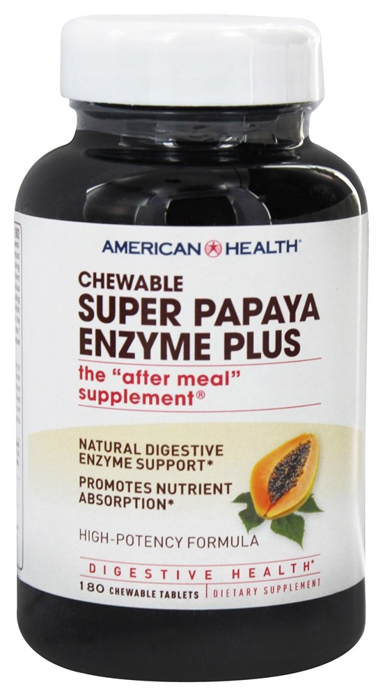 American Health - Super Papaya Enzyme Plus Chewable High Potency - 180 Tablets