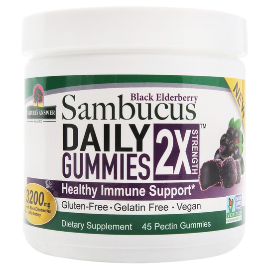 Nature's Answer - Sambucus Elderberry Daily Double Strength Healthy Immune Support - 45 Gummies