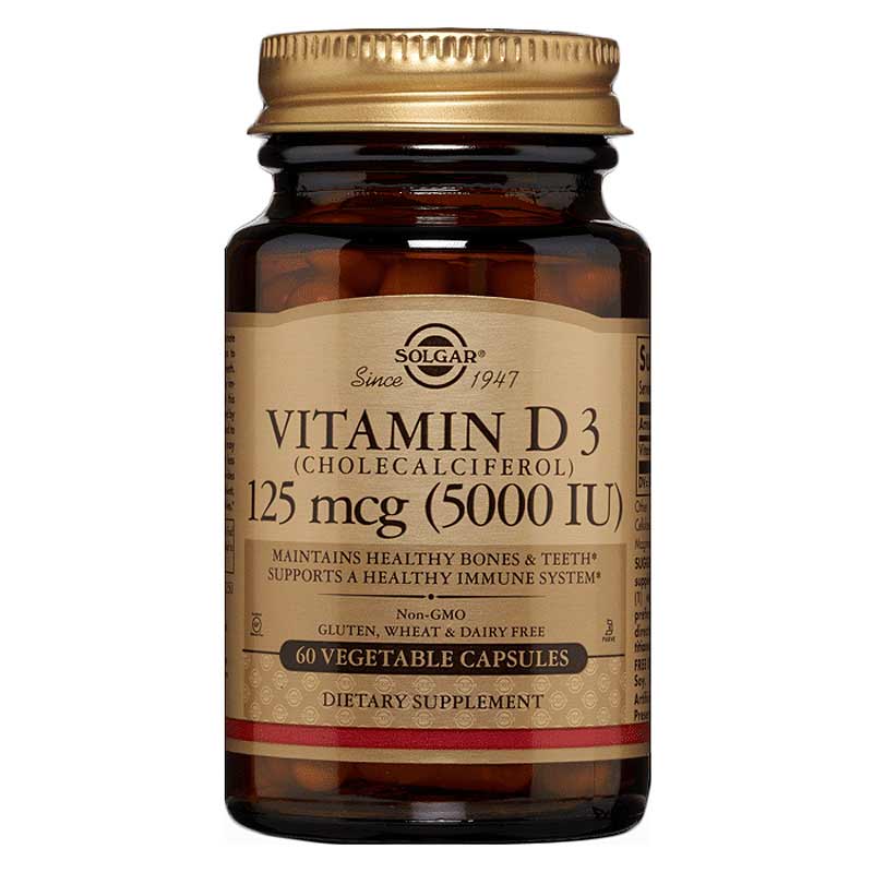 Solgar Vitamin D3 125 Mcg (5000 IU) 60 Veg Capsules