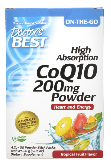 Doctor's Best - CoQ10 Powder Tropical Fruit Flavor 200 mg. - 30 Stick Pack(s)