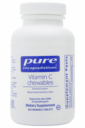 Pure Encapsulations - Vitamin C Chewables Natural Orange Strawberry Flavor - 60 Chewable Tablets