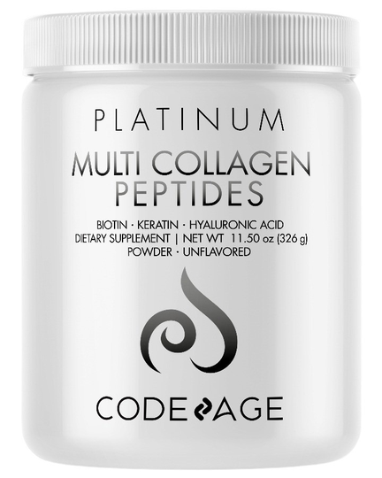 Codeage - Platinum Multi Collagen Peptides with Biotin Keratin & Hyaluronic Acid Powder Unflavored - 11.5 oz.
