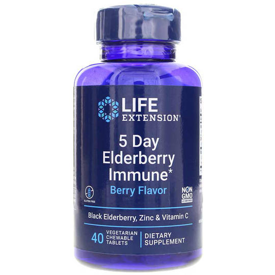 Life Extension 5 Day Elderberry Immune 40 Chewable Tablets
