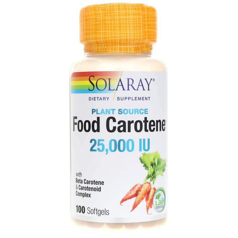 Solaray Food Carotene 25,000 IU, All Natural Formula 100 Softgels