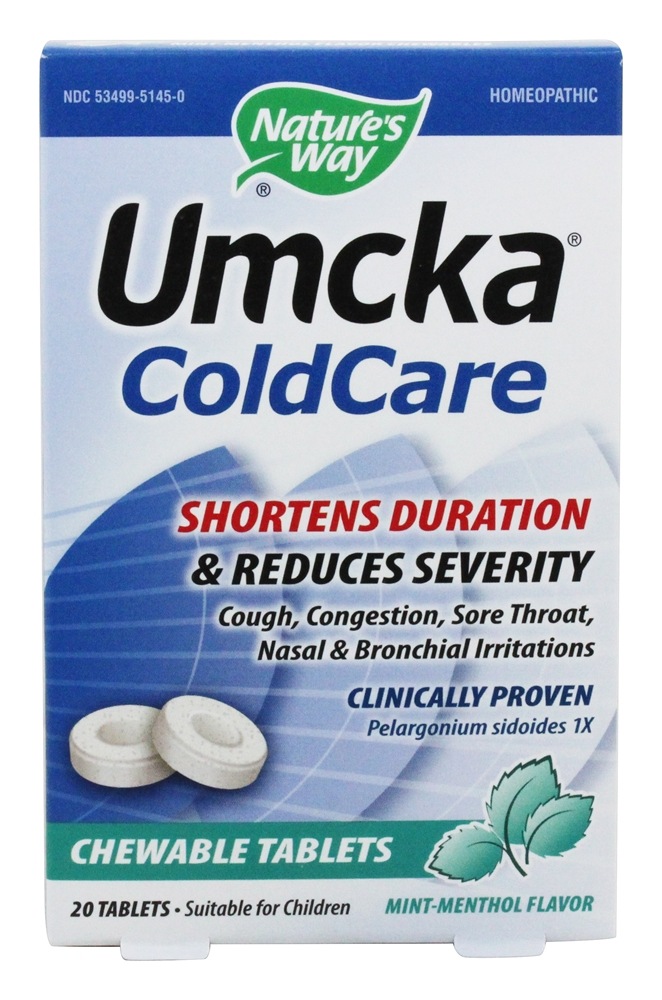 Nature's Way - Umcka Cold Care Mint-Menthol - 20 Chewable Tablets