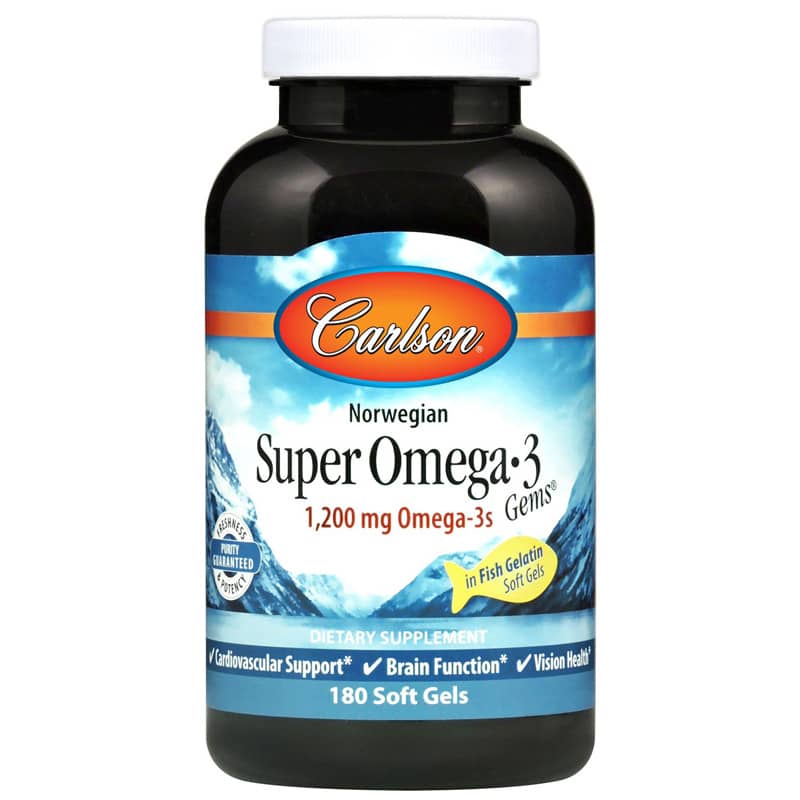 Carlson Labs Super Omega-3 Gems 1,200 Mg in Fish Gelatin 180 Softgels