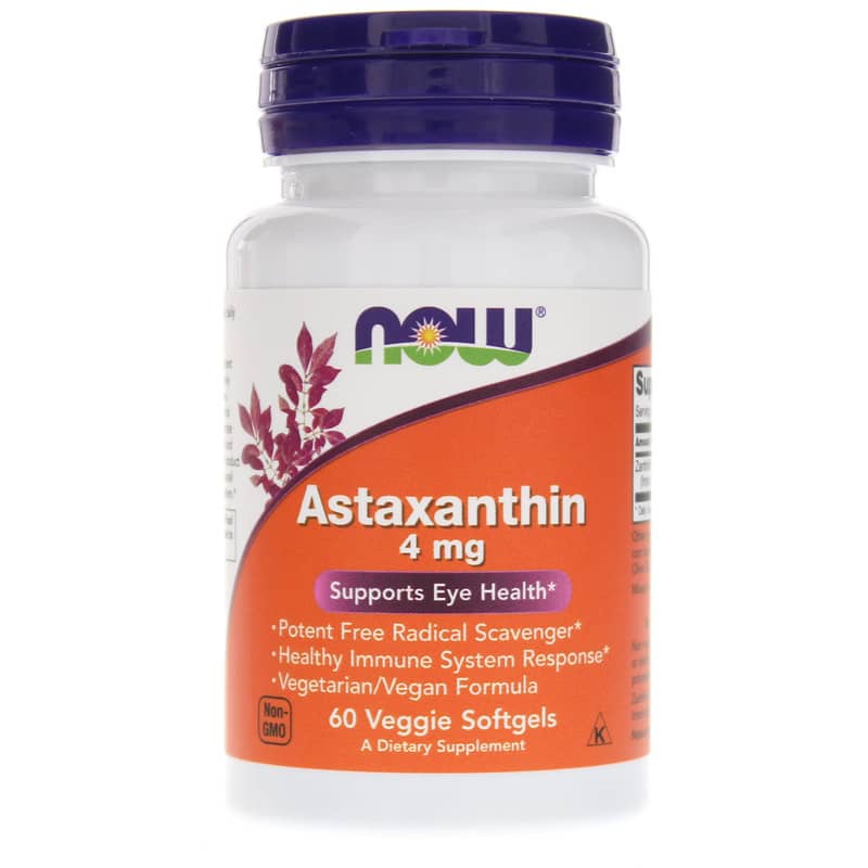NOW Foods Astaxanthin 4 Mg Vegetarian 60 Veg Softgels