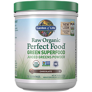 Raw Organic Perfect Food Green Superfood - Juiced Greens Powder - Chocolate Cacao (30 Servings)