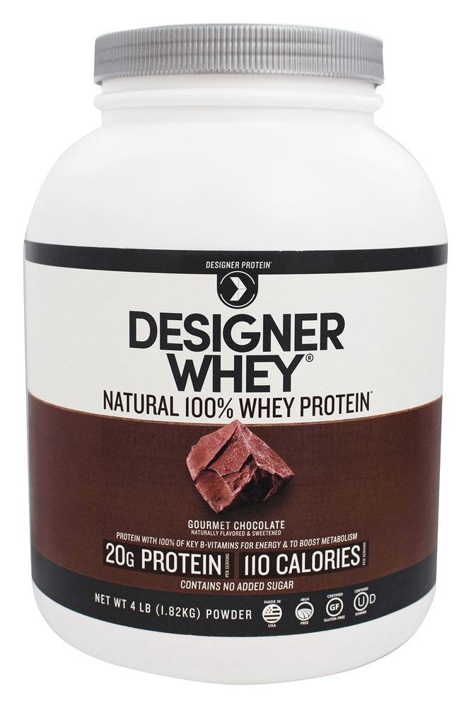 Designer Protein - Designer Whey Natural 100 Whey Protein Gourmet Chocolate - 4 lbs.