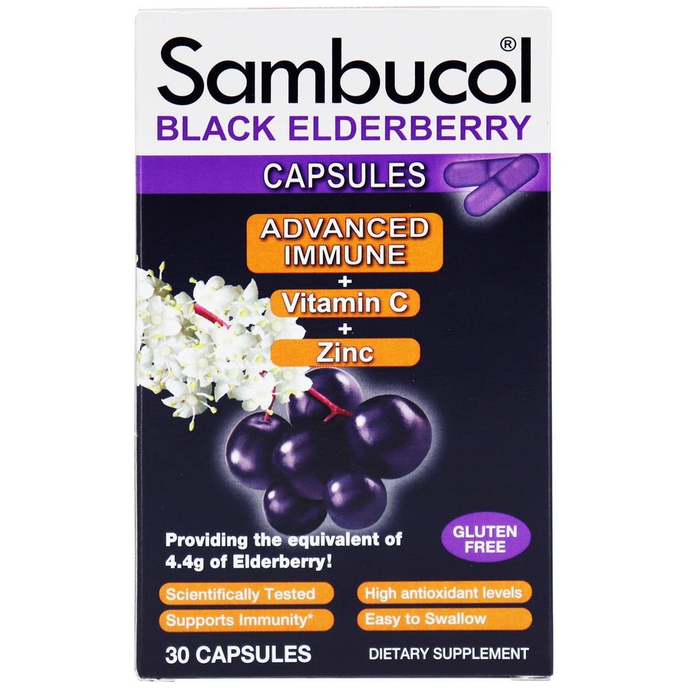 Sambucol - Black Elderberry Advanced Immune Vitamin C Zinc Formula - 30 Capsules