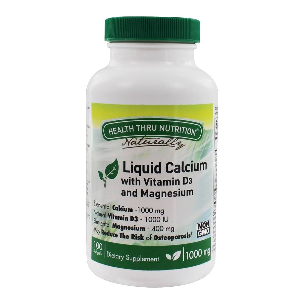 Health Thru Nutrition - Liquid Calcium with Vitamin D3 & Magnesium - 100 Softgels