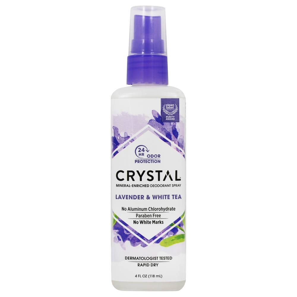 Crystal Body Deodorant - Crystal Mineral-Enriched Deodorant Spray Lavender & White Tea - 4 fl. oz.