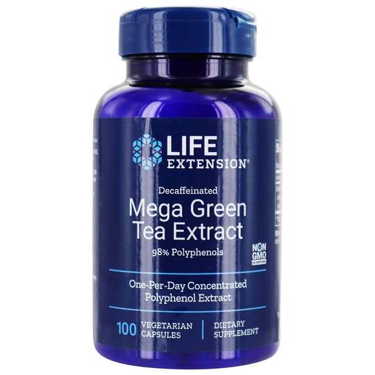 Life Extension - Decaffeinated Mega Green Tea Extract 98 Polyphenols - 100 Vegetarian Capsules