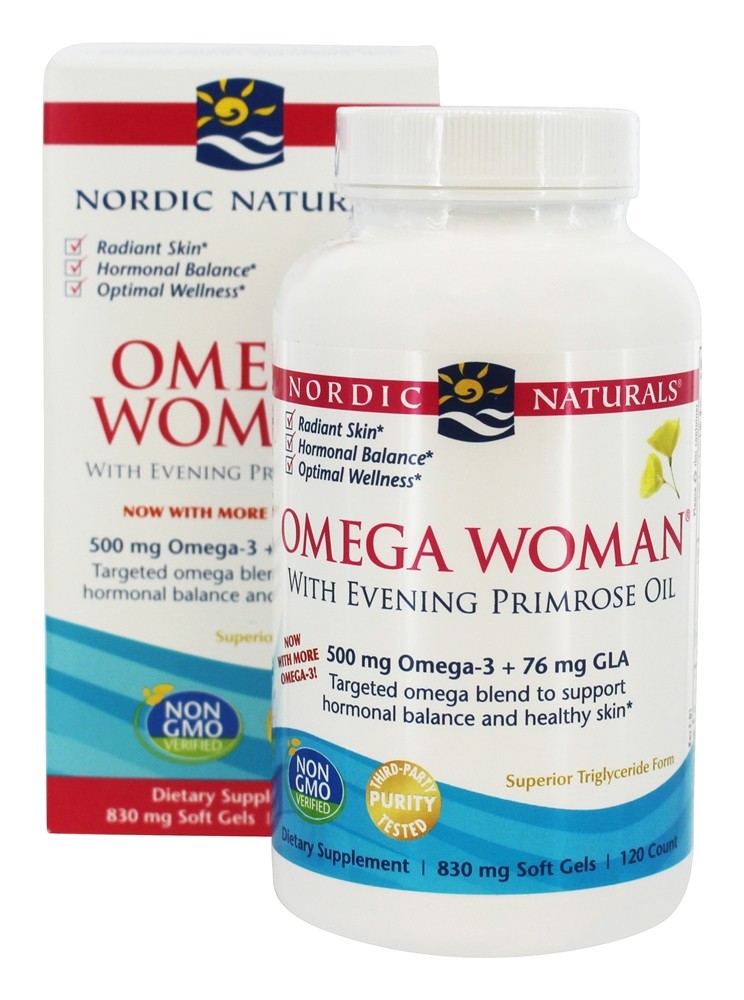 Nordic Naturals - Omega Woman with Evening Primrose Oil Lemon 500 mg. - 120 Softgels
