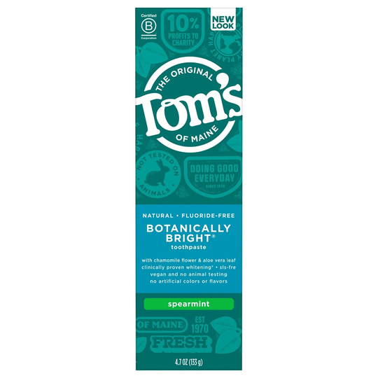 Tom's of Maine - Natual Flouride-Free Botanically Bright Whitening Toothpaste Spearmint - 4.7 oz.