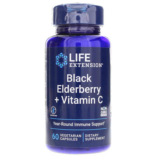 Life Extension Black Elderberry + Vitamin C 60 Veg Capsules