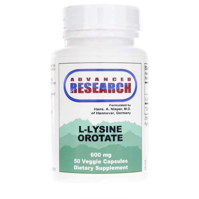Advanced Research L-Lysine Orotate 600 Mg 50 Veg Capsules