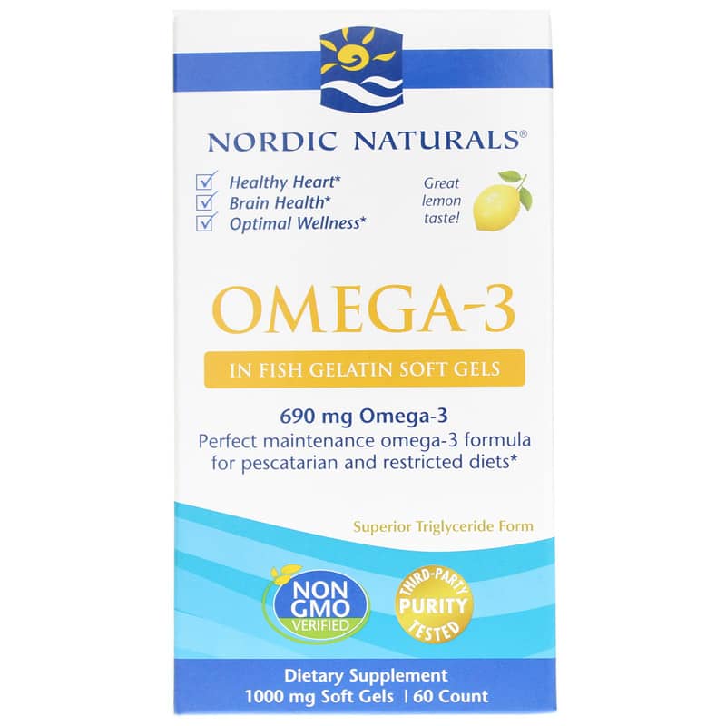 Nordic Naturals Omega-3 Fish Gelatin Softgels 60 Softgels