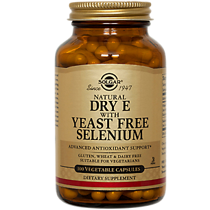 Natural Dry Vitamin E with Yeast Free Selenium (100 Vegetarian Capsules)
