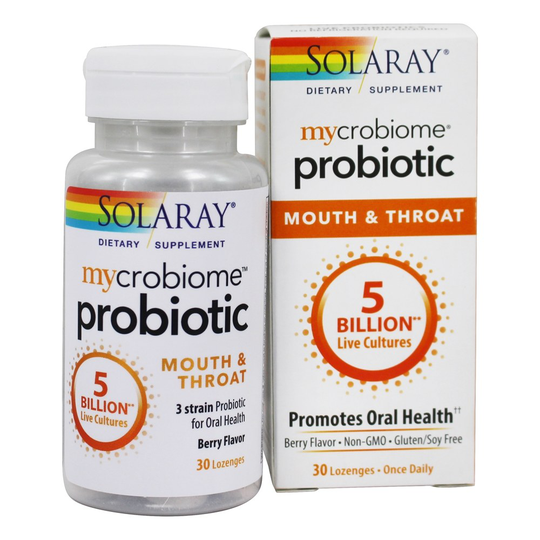 Solaray - Mycrobiome Probiotic Mouth & Throat Formula 5 Billion CFU - 30 Lozenges