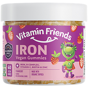 Iron Vegetarian Gummies - 5 MG Iron, B Complex, & Zinc - Strawberry (60 Gummies)