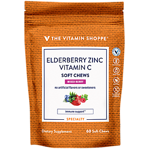 Elderberry, Zinc & Vitamin C Soft Chews - Immune Support - Mixed Berry (60 Soft Chews)