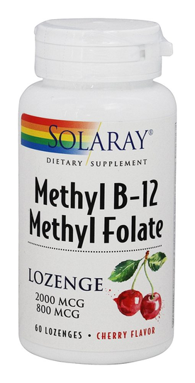 Solaray - Methyl B12 Methyl Folate Cherry - 60 Lozenges