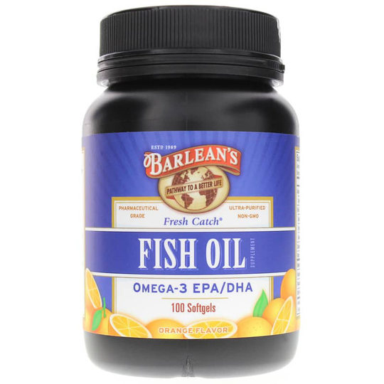 Barleans Organic Oils Fresh Catch Fish Oil Omega-3 Epa/Dha in Natural Orange Flavor 100 Softgels