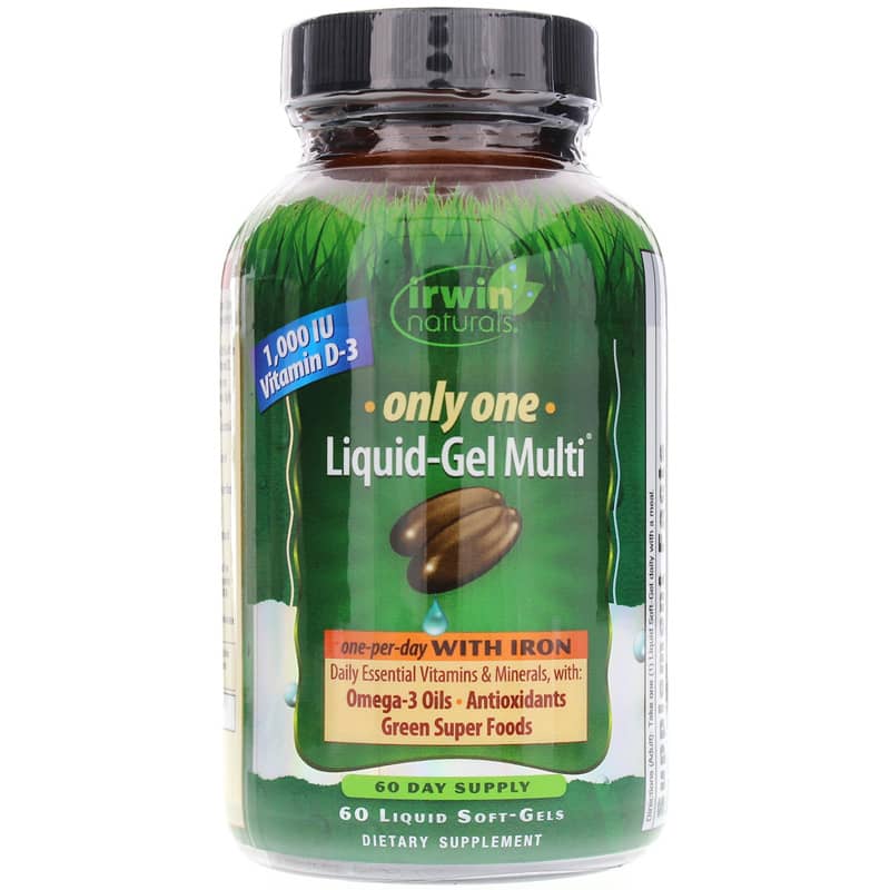 Irwin Naturals Only One Liquid-Gel Multi with iron 60 Liquid Softgels