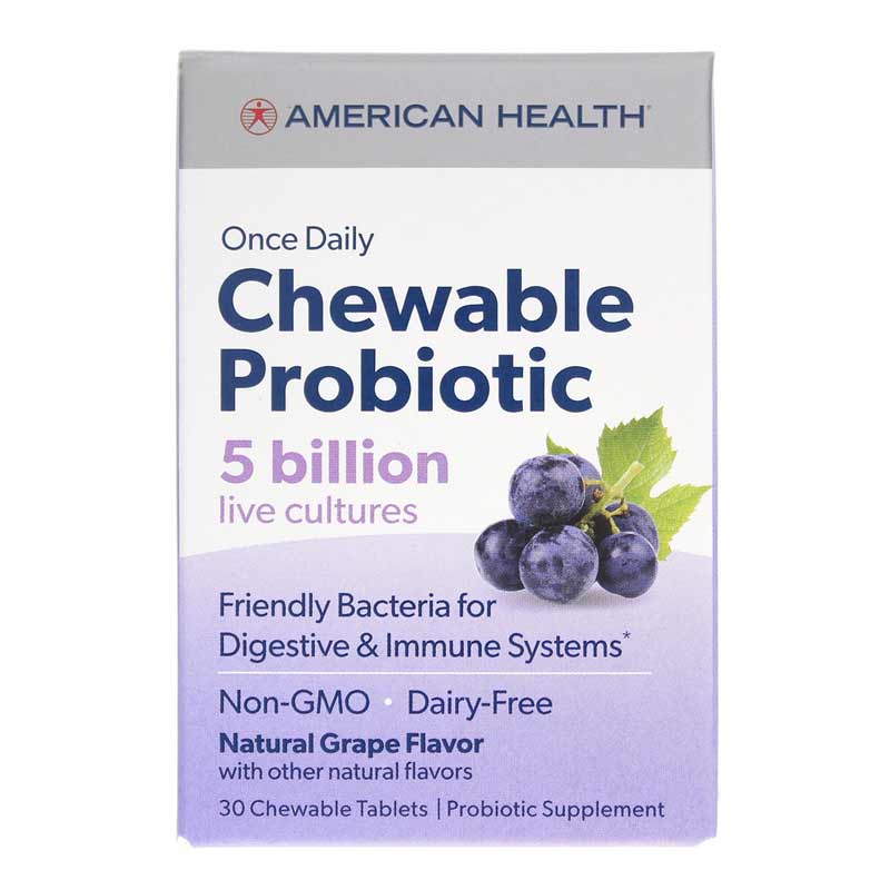 American Health Chewable Probiotic 5 Billion CFU Grape 30 Chewable Tablets