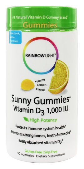 Rainbow Light - Sunny Gummies Vitamin D Sour Lemon 1000 IU - 50 Gummies