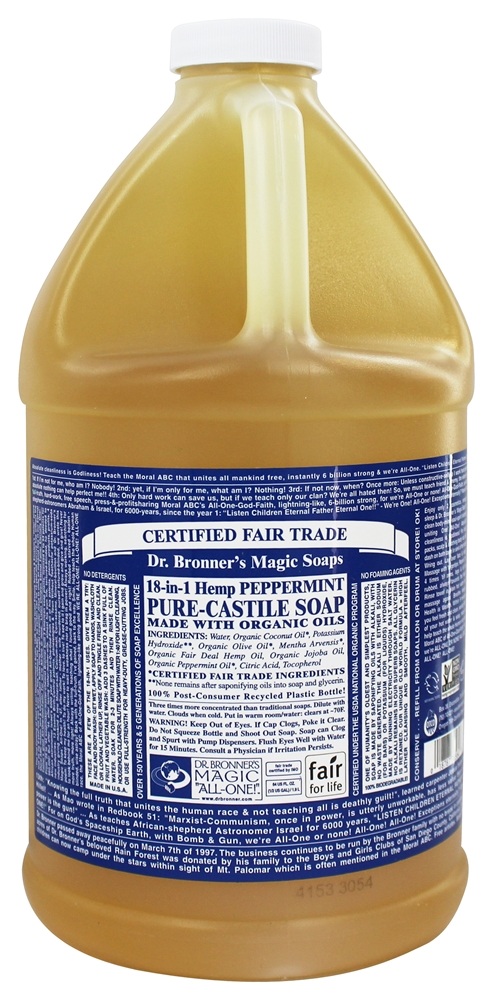 Dr. Bronners - 18-in-1 Hemp Pure Castile Liquid Soap Peppermint - 64 fl. oz.