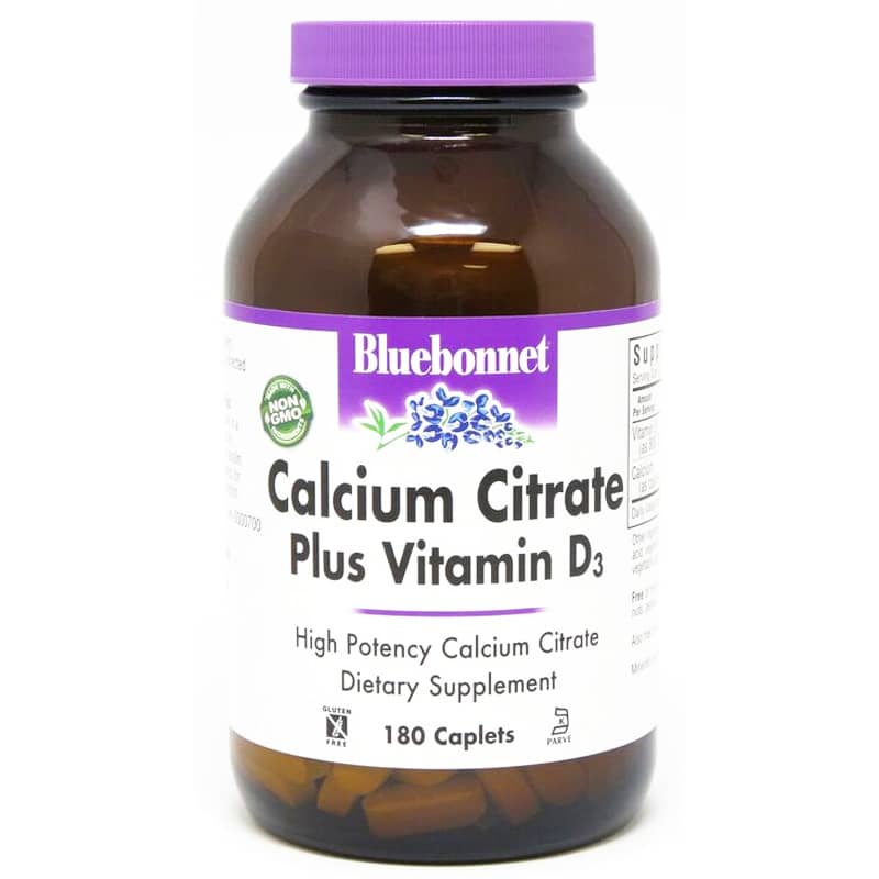 Bluebonnet Calcium Citrate Plus Vitamin D3 180 Caplets