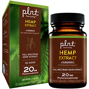 Hemp Extract Full Spectrum + Turmeric - Antioxidant Support - 20 MG per Serving (30 Capsules)