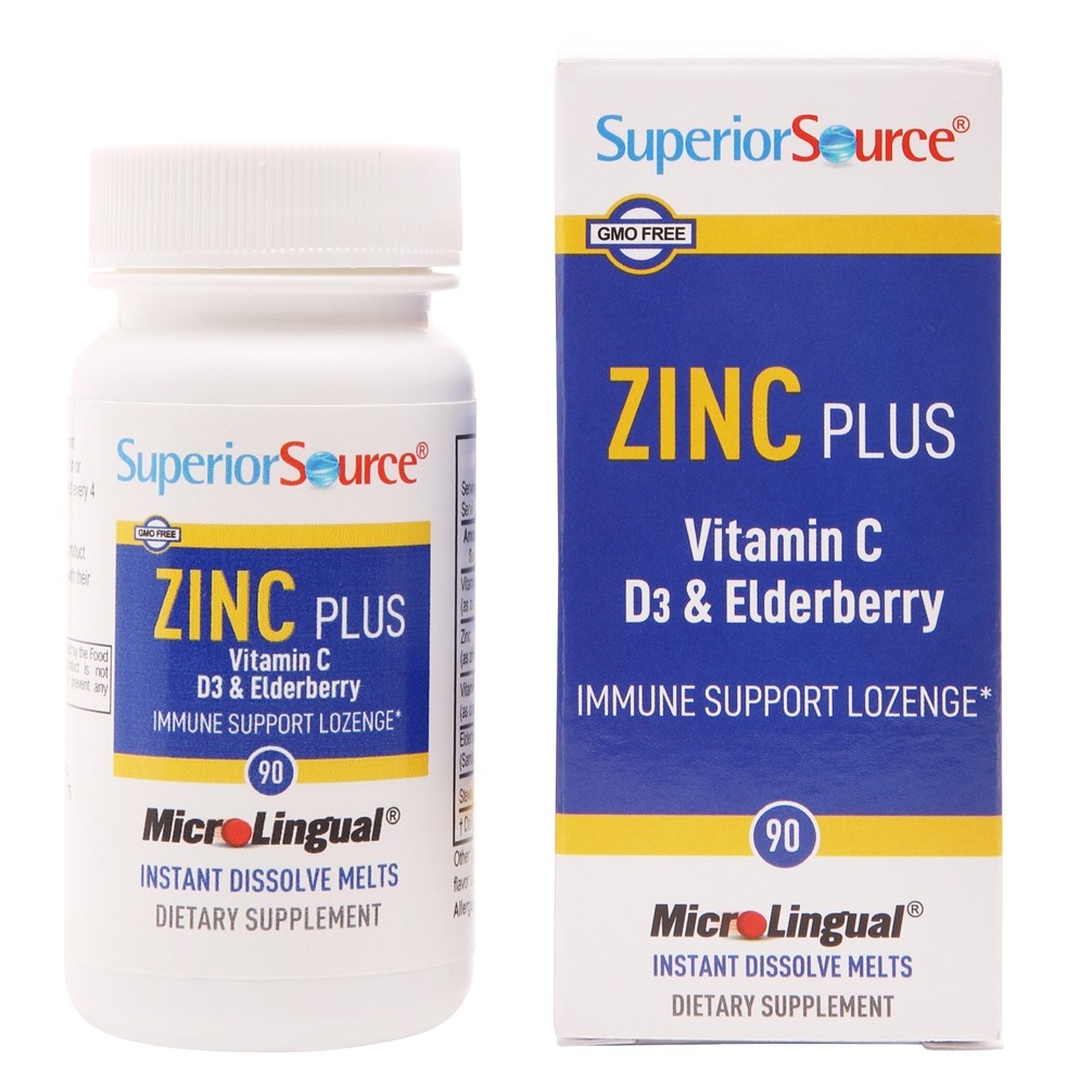 Superior Source - Zinc Plus Vitamin C D3 & Elderberry - 90 Quick Dissolve Tablets