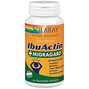Extra Strength IbuActin + Migragard with Feverfew, Turmeric & Enzymes (60 Vegetarian Capsules)