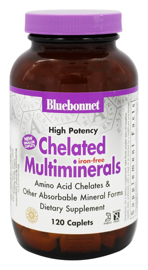 Bluebonnet Nutrition - Chelated Multiminerals Iron Free - 120 Caplets