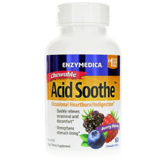 Enzymedica Acid Soothe Chewable Berry Flavor 60 Chewable Tablets